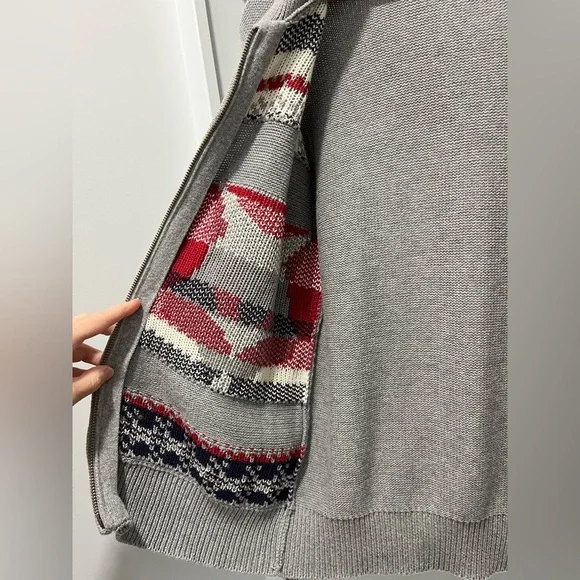 ModCloth Gray No Fox Given Fair Isle Zip-up Sweater - XS oversized cabincore - Picture 9 of 9